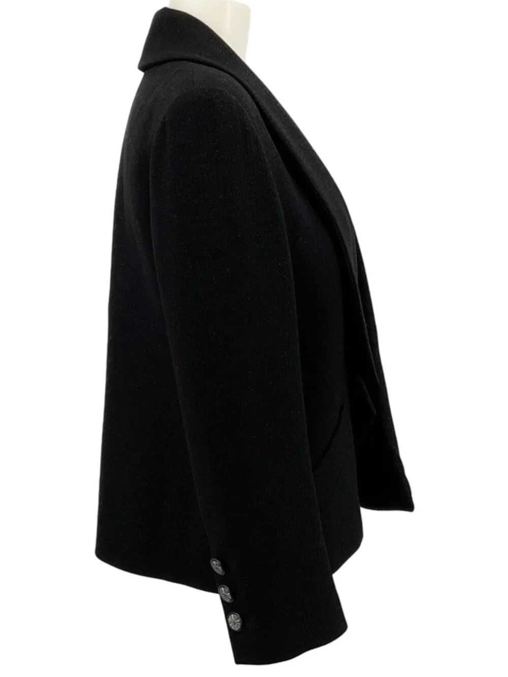 Chanel Black Wool Cropped Open Front Jacket